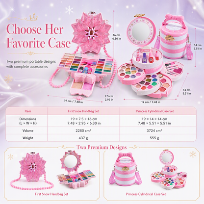 ✨ Washable Princess Makeup Set – Non‑irritating, trays & portable case 🎀