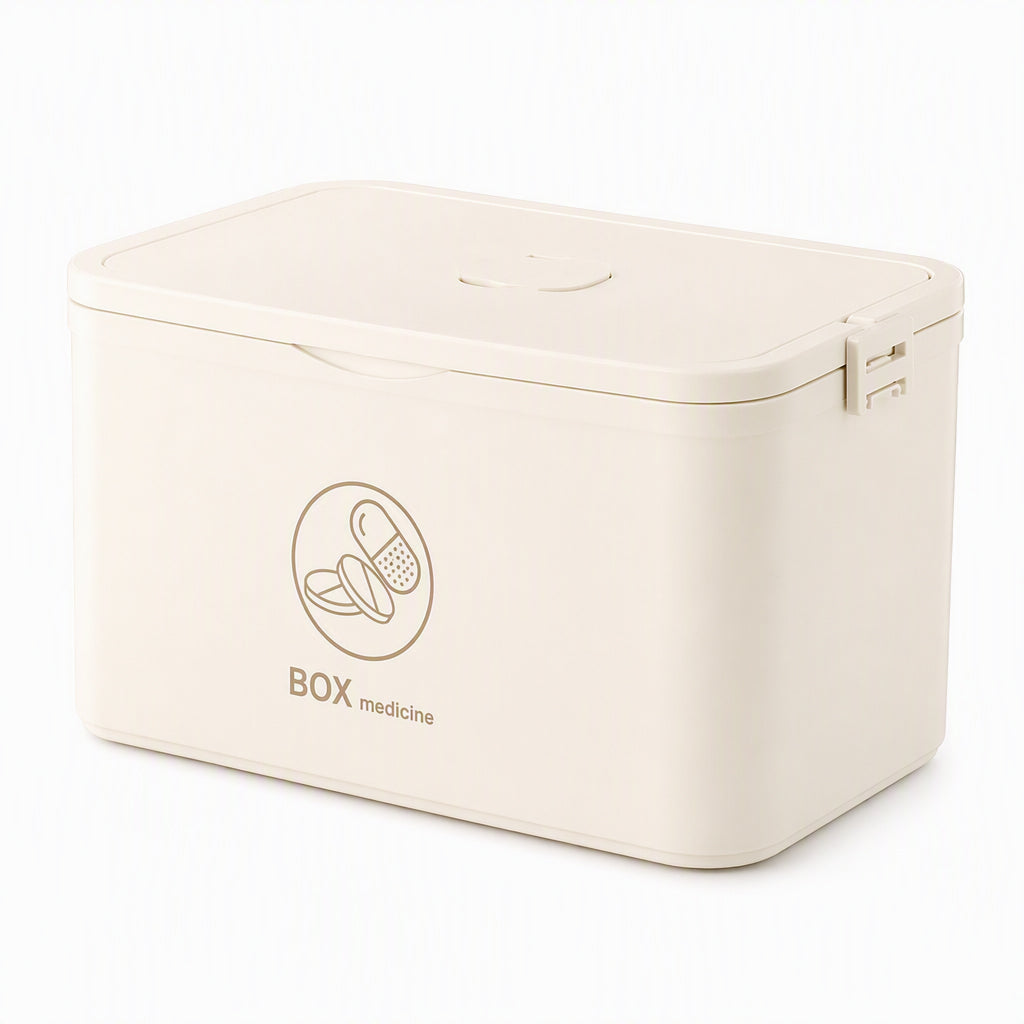 Large Plastic Medicine Storage Box with Multi-Layer Divided Compartments Portable Family Emergency First Aid Organizer Box