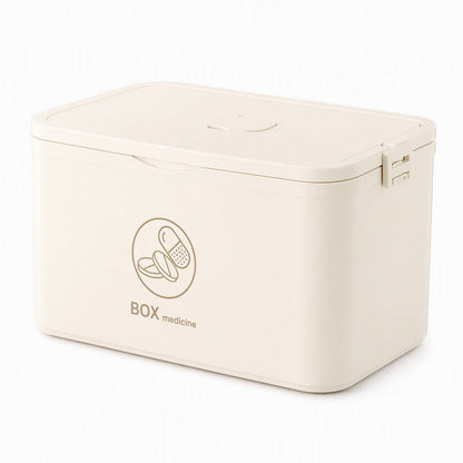 Large Plastic Medicine Storage Box with Multi-Layer Divided Compartments Portable Family Emergency First Aid Organizer Box