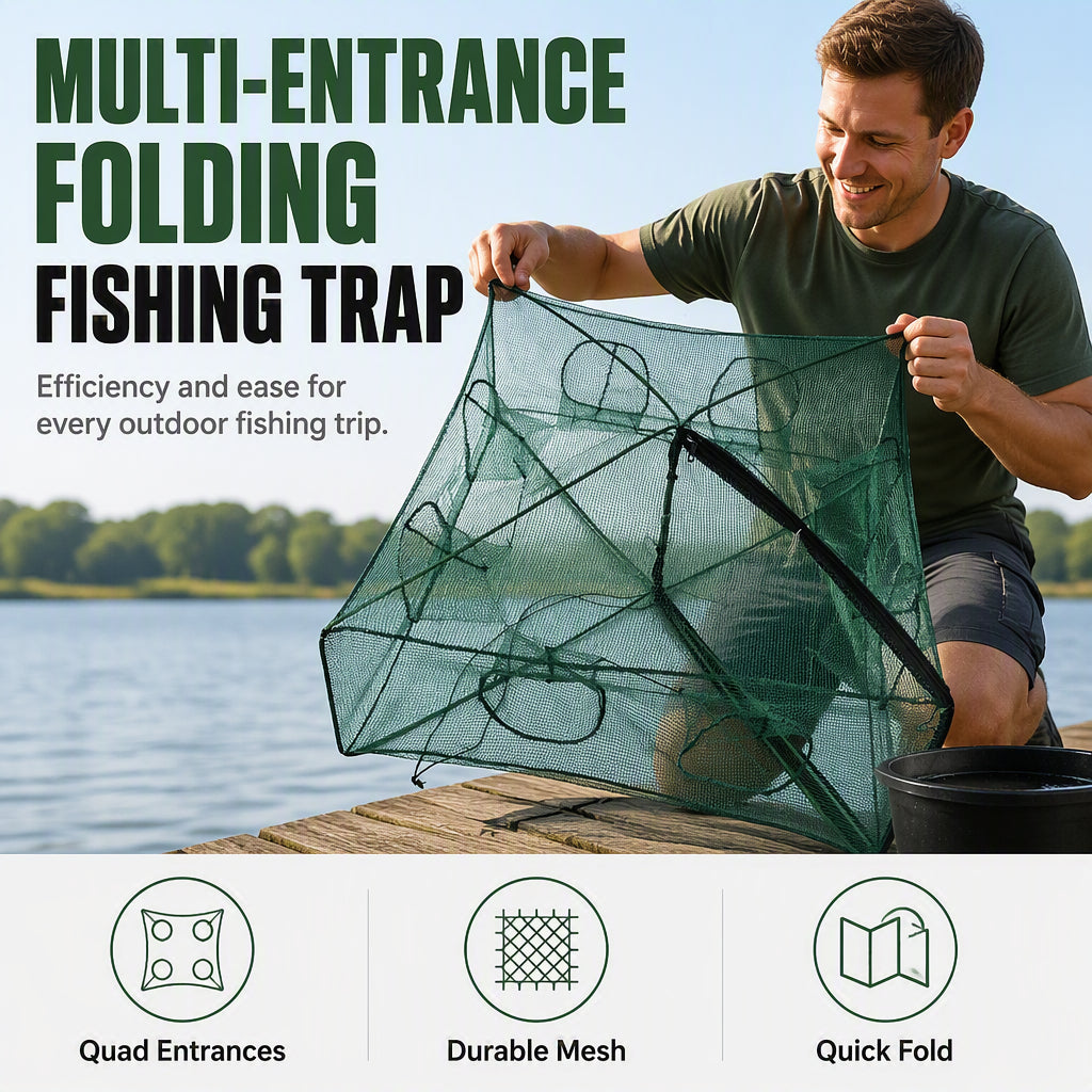 🎣Collapsible Fishing Trap Net with Multi Entrances