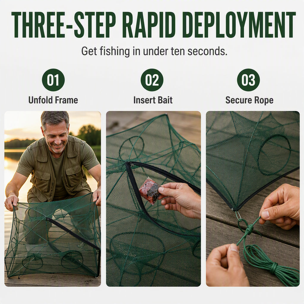 🎣Collapsible Fishing Trap Net with Multi Entrances