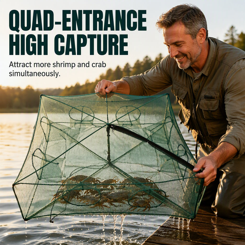 🎣Collapsible Fishing Trap Net with Multi Entrances