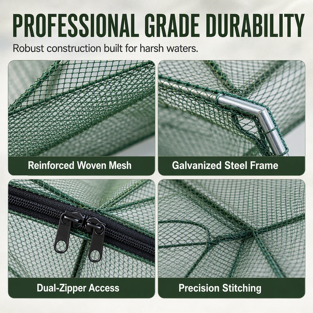 🎣Collapsible Fishing Trap Net with Multi Entrances