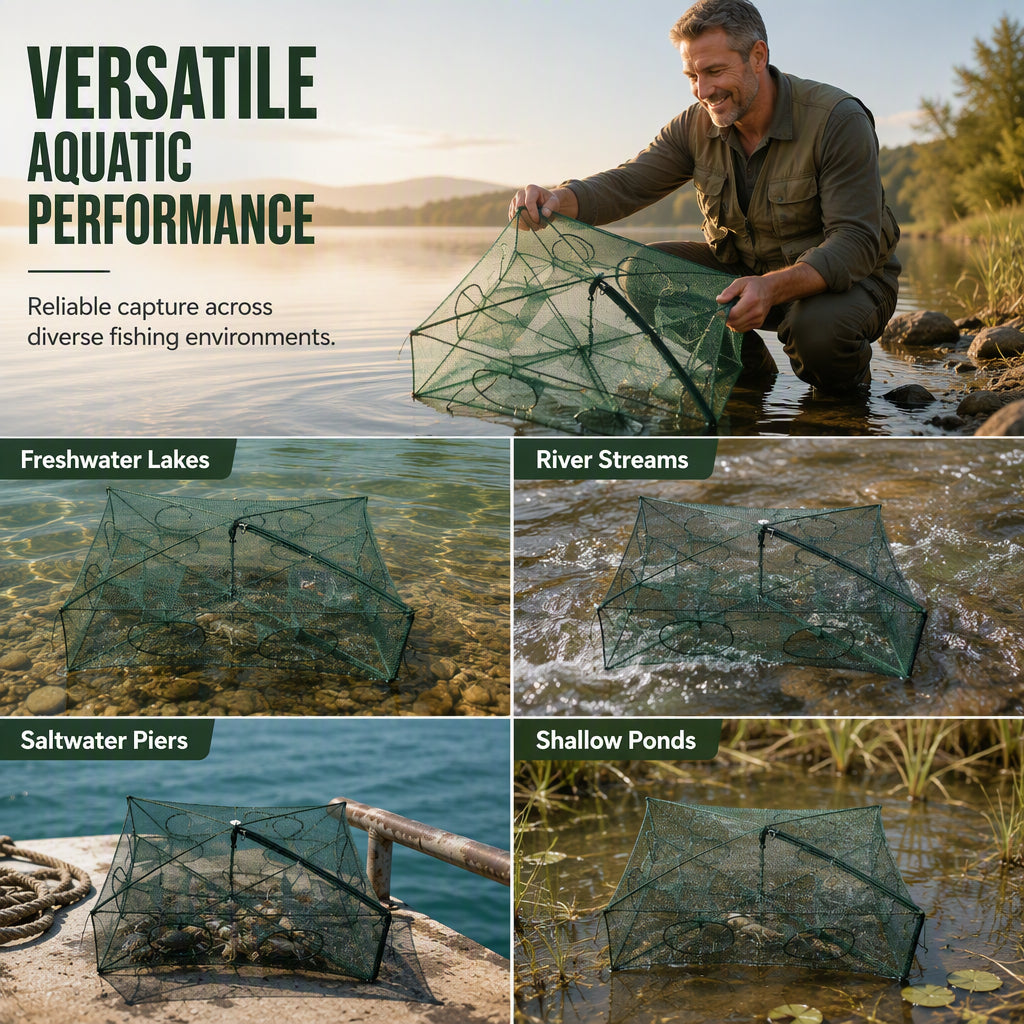 🎣Collapsible Fishing Trap Net with Multi Entrances