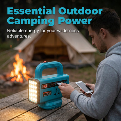 Portable Power Inverter with LED Work Light