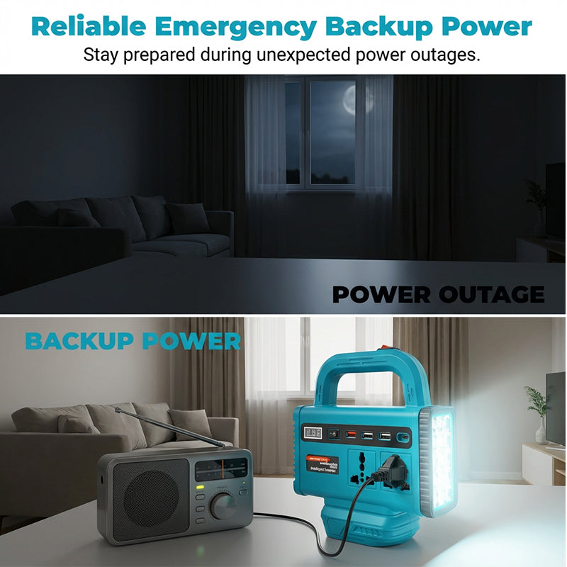 Portable Power Inverter with LED Work Light