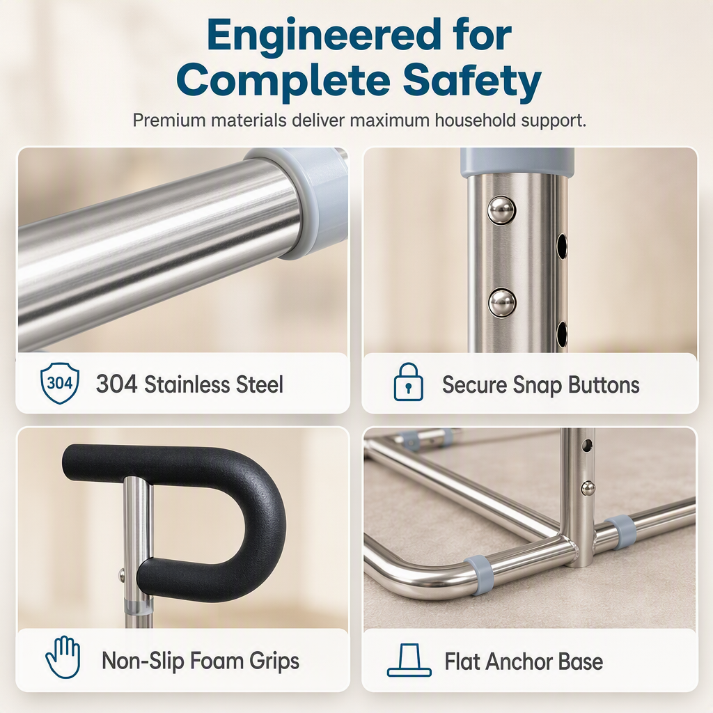 Sofa Stand Assist Rail for Elderly Stainless Steel Sit to Stand Support Frame Grab Bar Mobility Aid