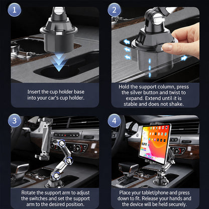 Foldable Car Cup Holder Tablet Mount