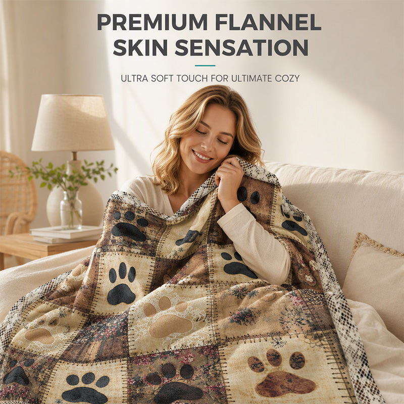 Cute Paw Print Soft Flannel Blanket