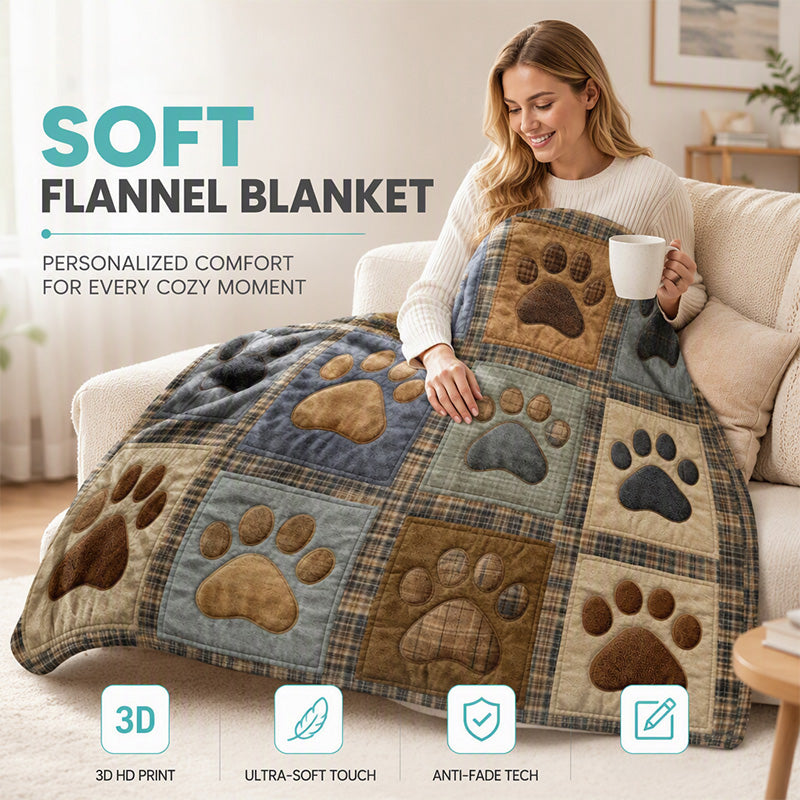 Cute Paw Print Soft Flannel Blanket