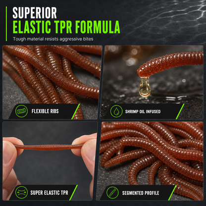 🎣 Soft Earthworm Lures – Shrimp scent, 100 pack ✨