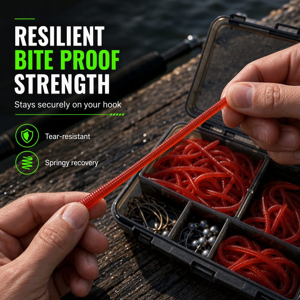 🎣 Soft Earthworm Lures – Shrimp scent, 100 pack ✨