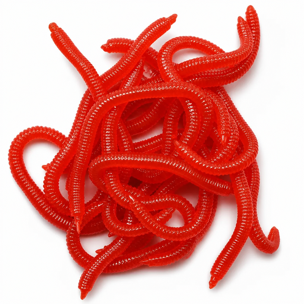 🎣 Soft Earthworm Lures – Shrimp scent, 100 pack ✨