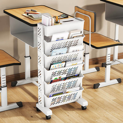 📚 LIMITED‑TIME 50% OFF!🛞 Movable Bookshelf on Wheels – 5/6 Tiers, 45° Angled, Lockable Casters 📖