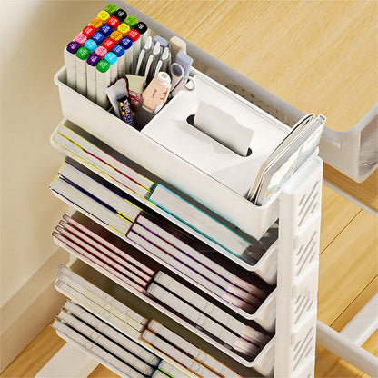 📚 LIMITED‑TIME 50% OFF!🛞 Movable Bookshelf on Wheels – 5/6 Tiers, 45° Angled, Lockable Casters 📖