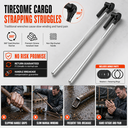 🔧 Truck Rope Tightener Ratchet Wrench – 360° Rotation & Labor-Saving Design 🚚✨