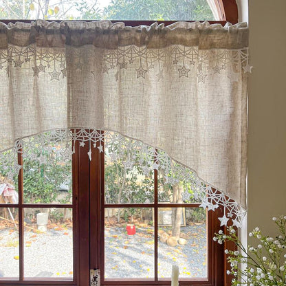 ⏰Versatile Country Style Curtain with Star Lace Trim⭐️