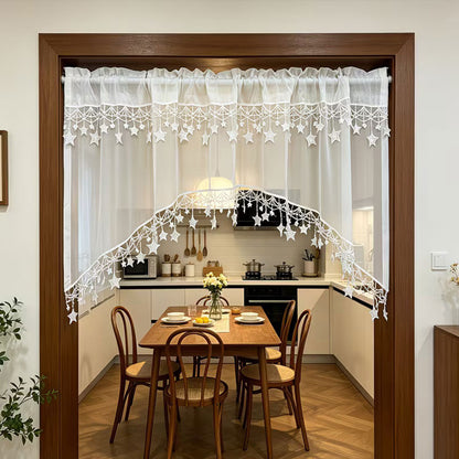⏰Versatile Country Style Curtain with Star Lace Trim⭐️