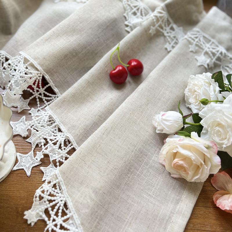 ⏰Versatile Country Style Curtain with Star Lace Trim⭐️