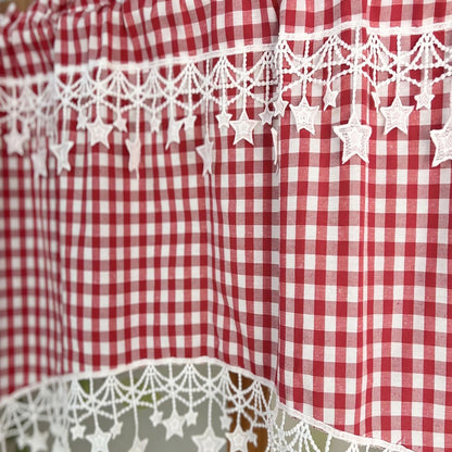 ⏰Versatile Country Style Curtain with Star Lace Trim⭐️