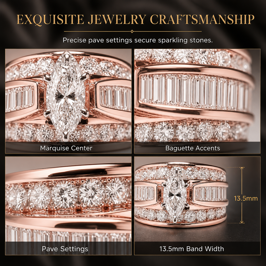 ⏳Time-Limited Special⏰Plated Cubic Zirconia Engagement Ring, Marquise Cut Fashion Jewelry