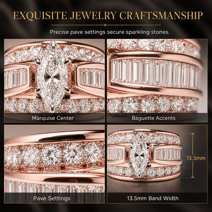 ⏳Time-Limited Special⏰Plated Cubic Zirconia Engagement Ring, Marquise Cut Fashion Jewelry