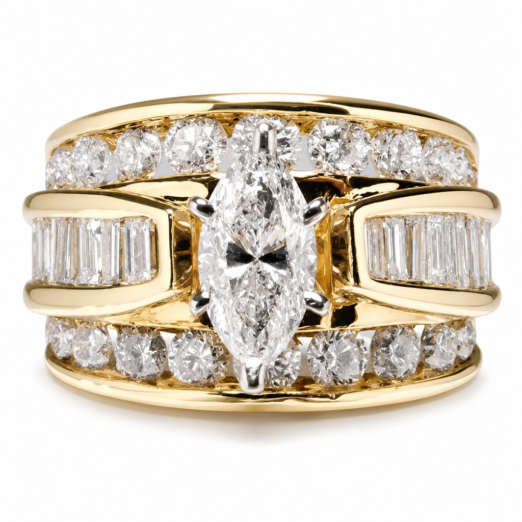 ⏳Time-Limited Special⏰Plated Cubic Zirconia Engagement Ring, Marquise Cut Fashion Jewelry