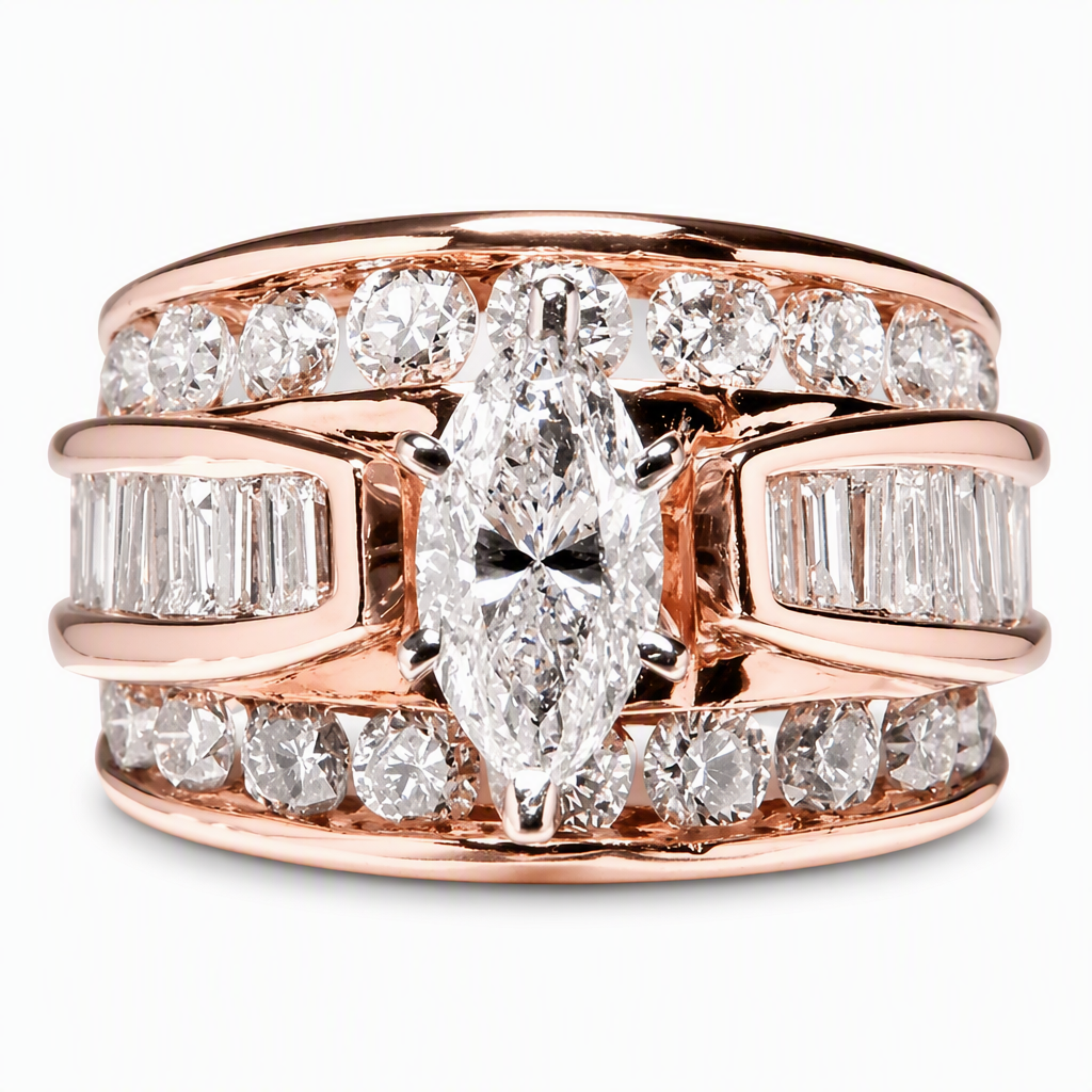 ⏳Time-Limited Special⏰Plated Cubic Zirconia Engagement Ring, Marquise Cut Fashion Jewelry