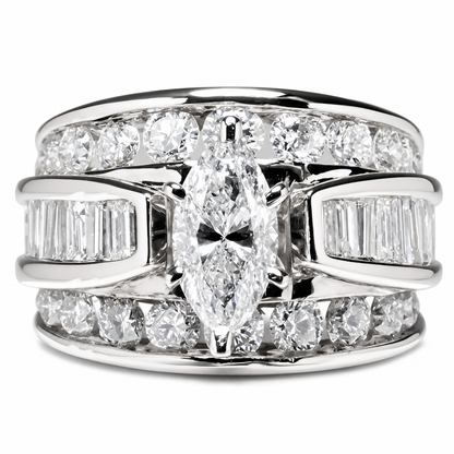 ⏳Time-Limited Special⏰Plated Cubic Zirconia Engagement Ring, Marquise Cut Fashion Jewelry
