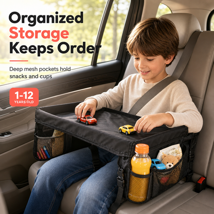 ✨ Kids Car Seat Travel Tray – Drawing Board & Storage Organizer 🎨
