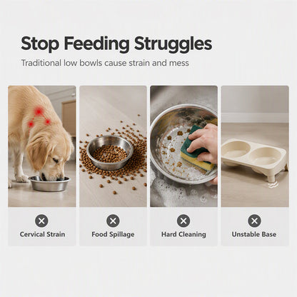 🐶🥣 Elevated Detachable Pet Double Bowls | Raised Feeder for Dogs & Cats