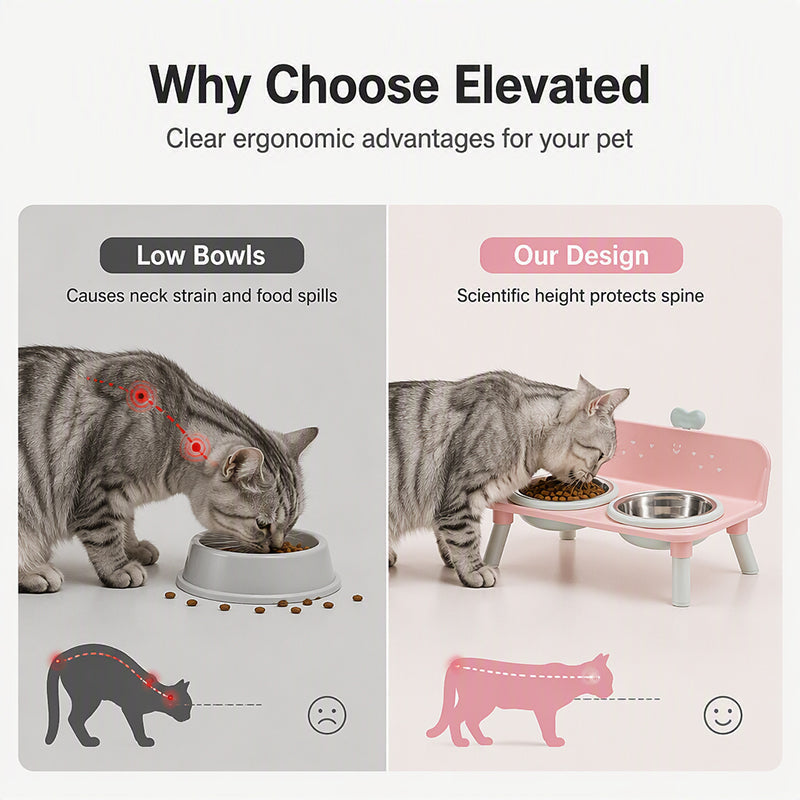 🐶🥣 Elevated Detachable Pet Double Bowls | Raised Feeder for Dogs & Cats