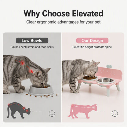 🐶🥣 Elevated Detachable Pet Double Bowls | Raised Feeder for Dogs & Cats