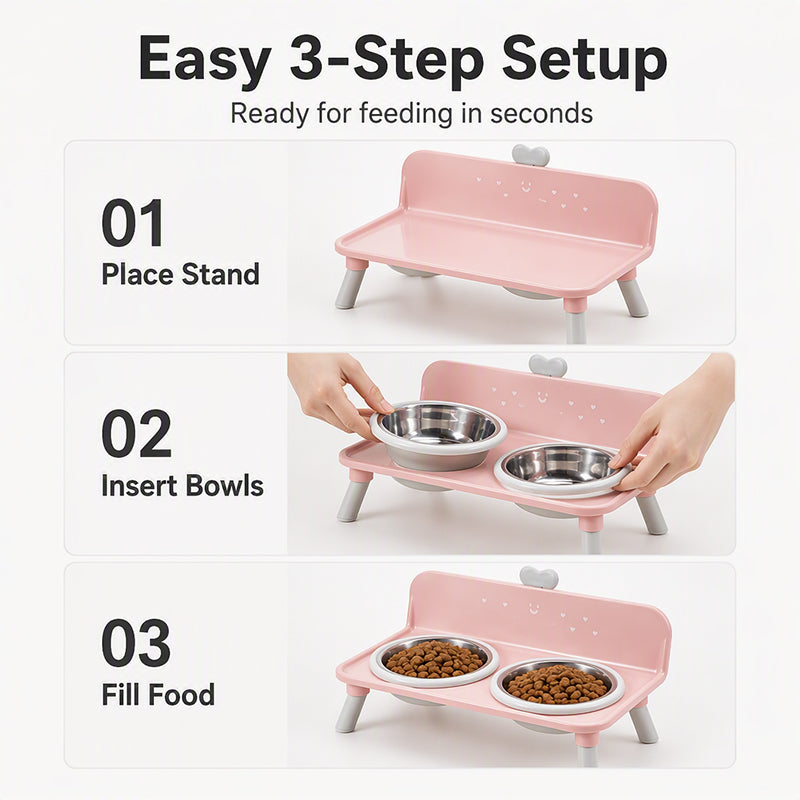 🐶🥣 Elevated Detachable Pet Double Bowls | Raised Feeder for Dogs & Cats