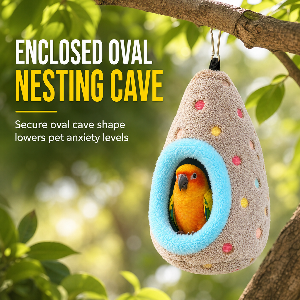 🥚 LIMITED-TIME 49% OFF! ⚡ Hanging Cotton Bird Nest Hammock – Double-Layer Fleece Warm Cave For Small Birds ✨