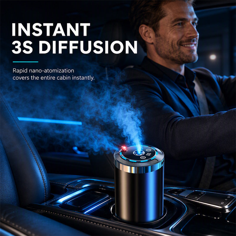 🚗 50% OFF NOW!💥AI Smart Car Aromatherapy Diffuser – Ultrasonic Nano Mist Car Scent Machine, Auto Start-Stop, Starry Sky Light, Portable Cup Holder Fragrance Diffuser for Vehicles