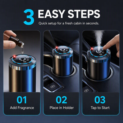 🚗 50% OFF NOW!💥AI Smart Car Aromatherapy Diffuser – Ultrasonic Nano Mist Car Scent Machine, Auto Start-Stop, Starry Sky Light, Portable Cup Holder Fragrance Diffuser for Vehicles