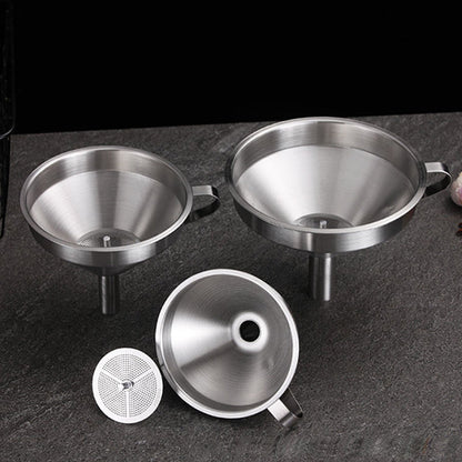 ⚗️ LIMITED-TIME 50% OFF! 🥣 Stainless Steel Filter Funnel – Removable Mesh, Multi-scene, Hangable ✨