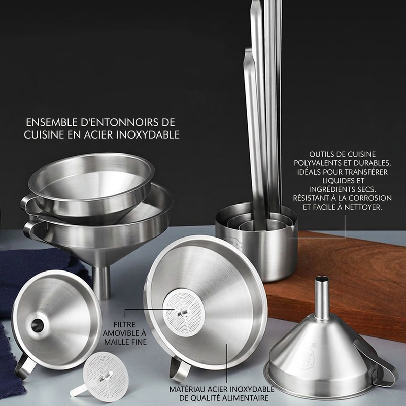 ⚗️ LIMITED-TIME 50% OFF! 🥣 Stainless Steel Filter Funnel – Removable Mesh, Multi-scene, Hangable ✨