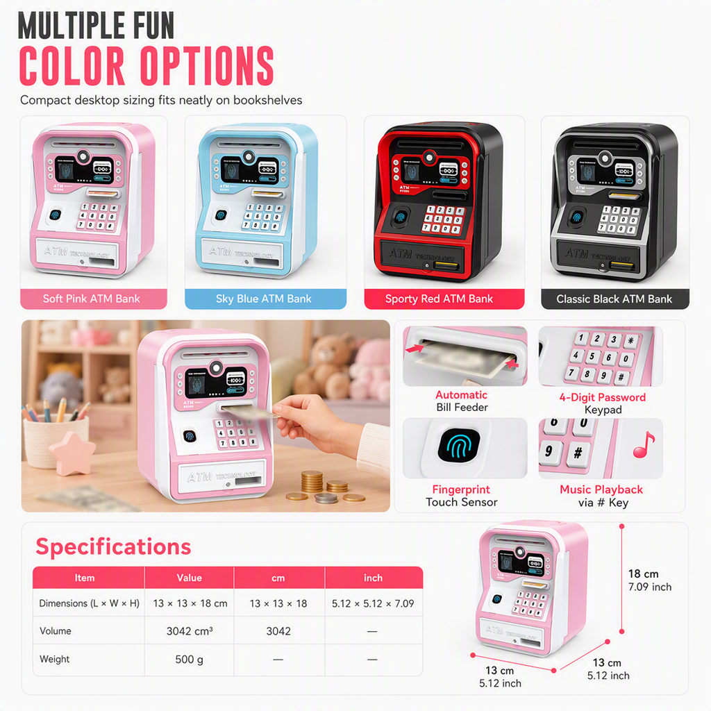 📢📢50% OFF✨Electronic Kids ATM Money Saving Box, Smart Piggy Bank Toy