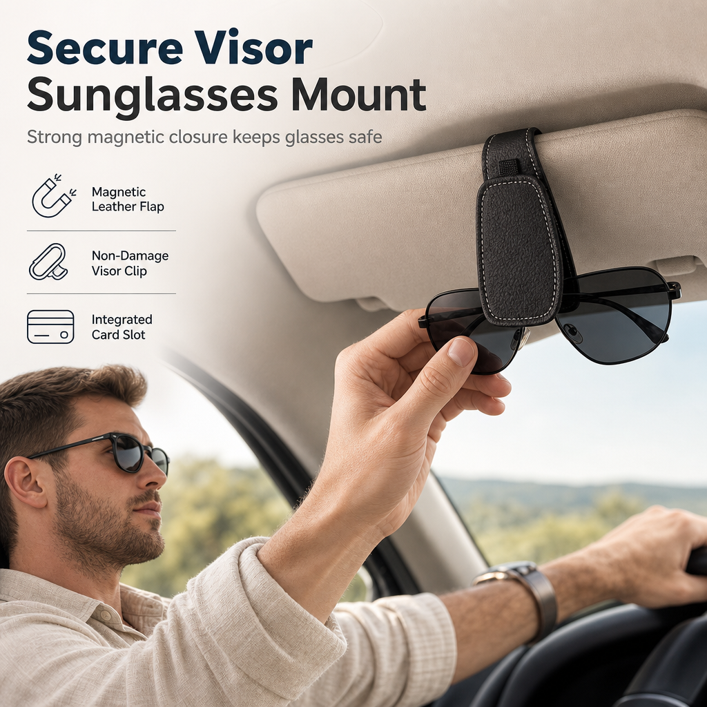 🚗 LIMITED-TIME 50% OFF! 💥 Car Sunglasses Holder Double Clip – Magnetic, Protective, Multi-Purpose ✨