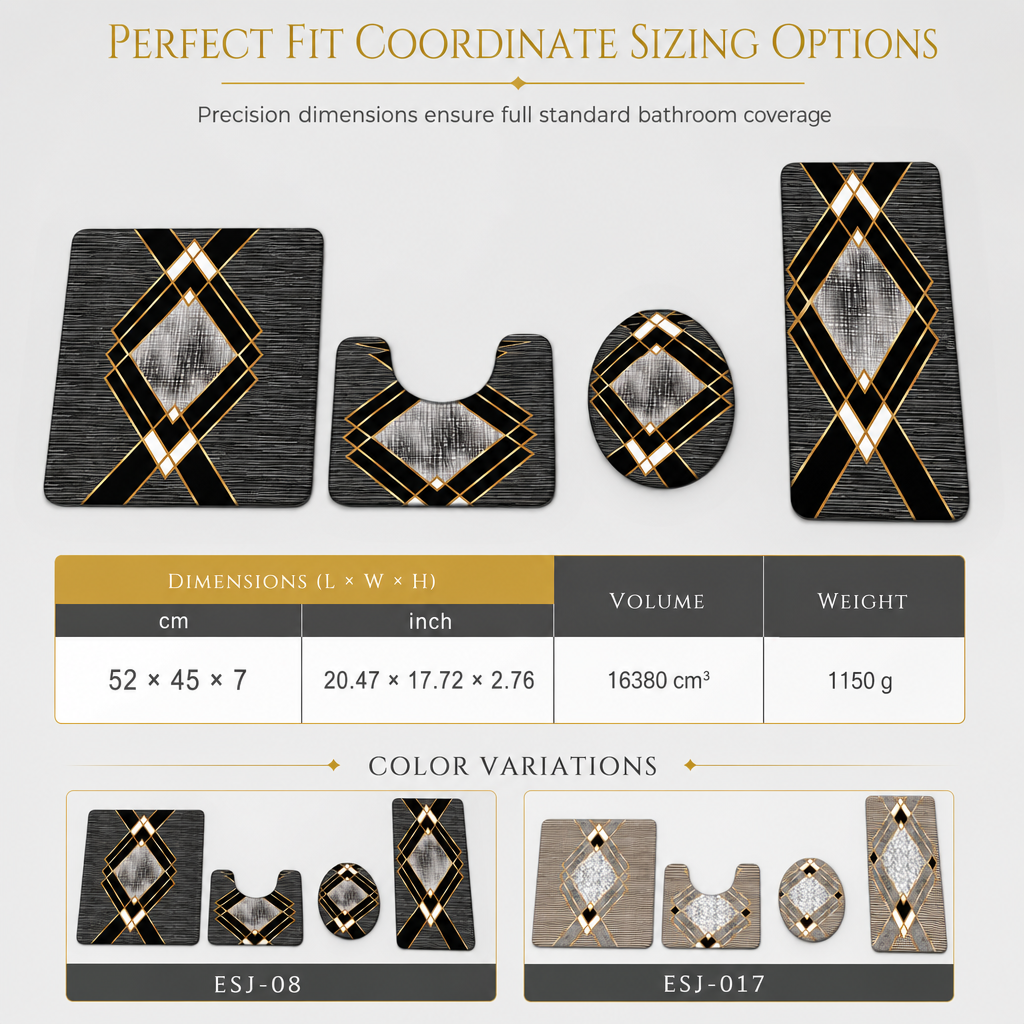 ⏳Time-Limited Special⏰4 Piece Faux Cashmere Absorbent Bathroom Rug Set with Rectangular Mat U Shaped Toilet Mat Toilet Lid Cover and Long Runner Rug 🧽