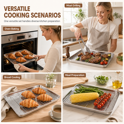🍪 LIMITED‑TIME 50% OFF! 🍳 Multi-Purpose Oven Essential — Bake, Roast & Cool in One Set 🔥