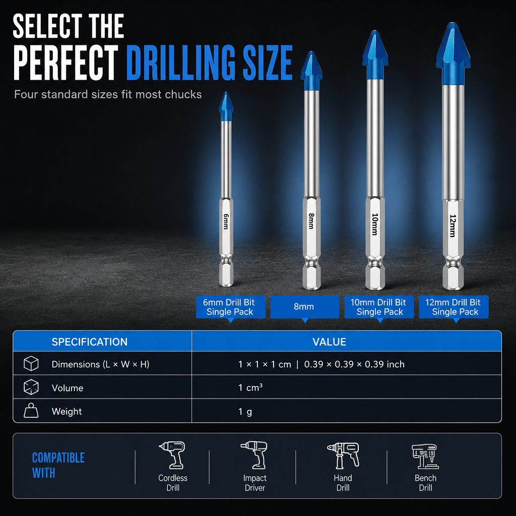 📢📢50% OFF !! ⏰Hex Shank Carbide Eccentric Drill Bit for Ceramic Tile Glass and Concrete Hole Drilling