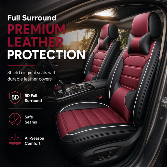 🚗 50% OFF NOW! 🪑 Full-Coverage Leather Car Seat Covers – All-Season Protection, 5D Surround & Safety Split Seams – Universal Fit 🛡️
