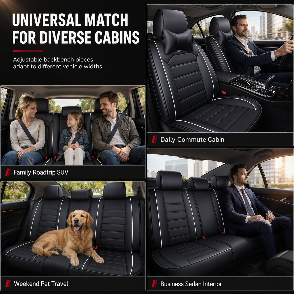 🚗 50% OFF NOW! 🪑 Full-Coverage Leather Car Seat Covers – All-Season Protection, 5D Surround & Safety Split Seams – Universal Fit 🛡️