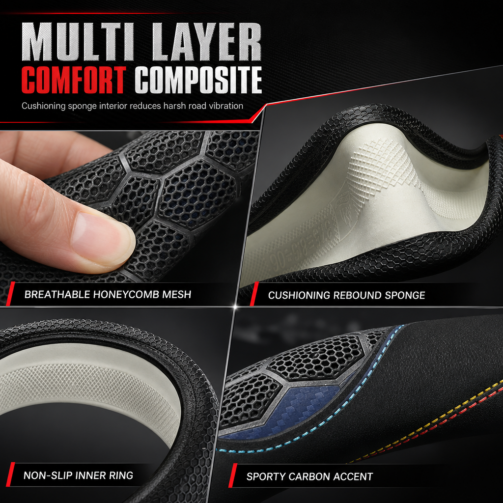 Universal Non Slip Car Steering Wheel Cover Sporty Soccer Honeycomb Texture Steering Wheel Protector
