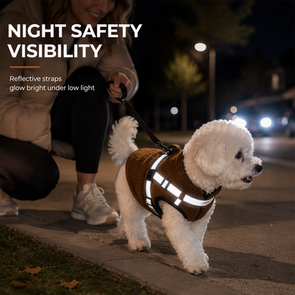 Warm Winter Dog Coat with Reflective Strips and Harness for Small and Medium Dogs