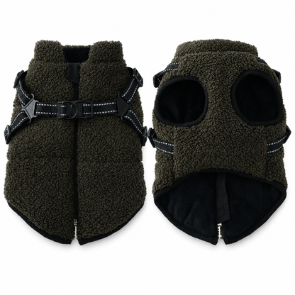 Warm Winter Dog Coat with Reflective Strips and Harness for Small and Medium Dogs