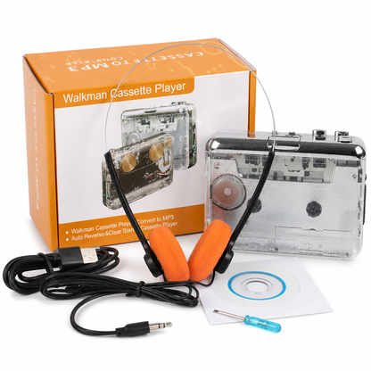 🎵Transparent Cassette Player – Tape to MP3 Converter, Type-C & Hi-Fi Stereo
